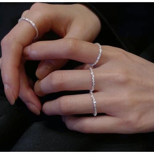 Silver Sparkling Ring New Arrived Simple Style Metal Zircon Shiny Ring For Women Fashion Jewelry Gift Dropshipping