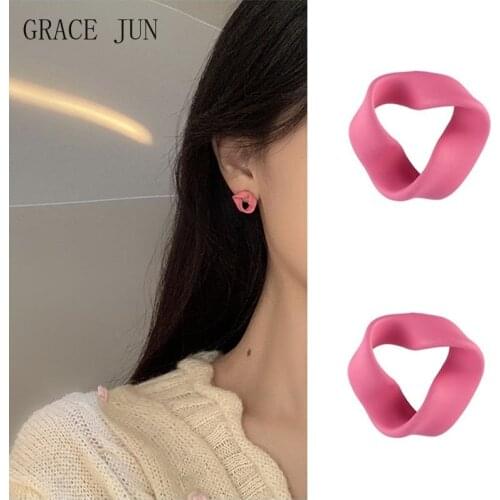GRACE JUN Top Quality Clip on Earrings No Pierced for Girl Student Fashion Geometric Ear Clip Gold Color Cartoon Cuff Earrings