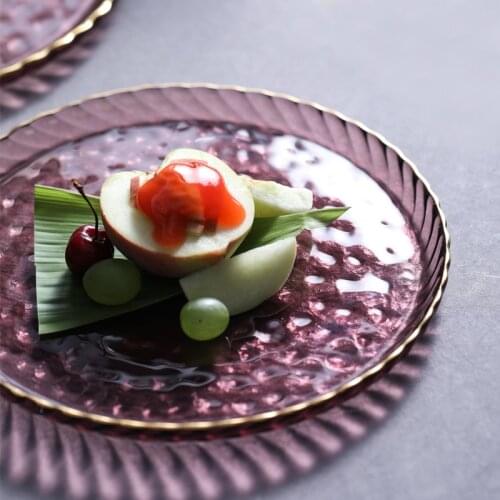 Glass plate japanese restaurant steak salad plate pasta plate household tableware breakfast plate fruit plate phnom penh Round