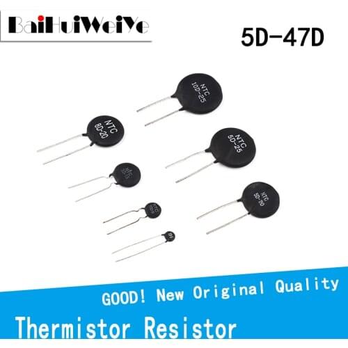 20PCS/LOT Thermal Resistor NTC 5D 8D 10D 20D 16D 47D 5D-7 5D-9 5D-7 5D-11 5D-13 5D-15 8D-9 8D-13 8D-20 10D-5 10D-7 10D-9 10D-11