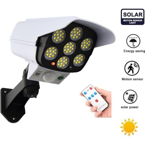 Remote Solar motion sensor Power Charging Simulation Camera Outdoor Waterproof LED Lighting Lamp Dummy Camera induction lamp Bui