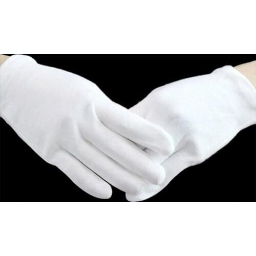 1Pair White Gloves Cotton Work Gloves Etiquette Ceremonial Quality Jewelry Inspection Driver Gloves