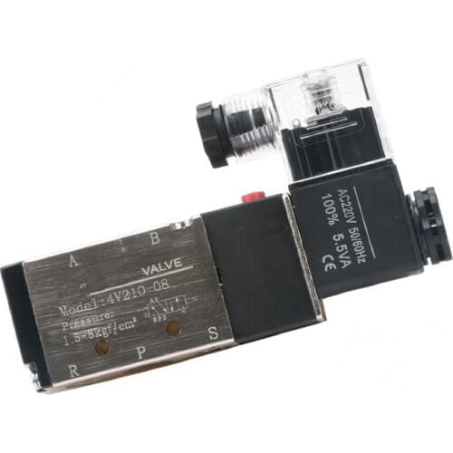 1PCS Pneumatic Solenoid Valve 5 Way 2 Position 1/4" 1.5-8kgf/cm2 Pressure Range