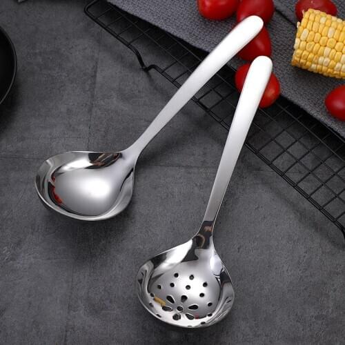 1pcs Thicken Stainless Steel Gravy Ladle Spoon Colander Hot Pot Large Soup Spoons Household Kitchen Utensils Cooking Tool