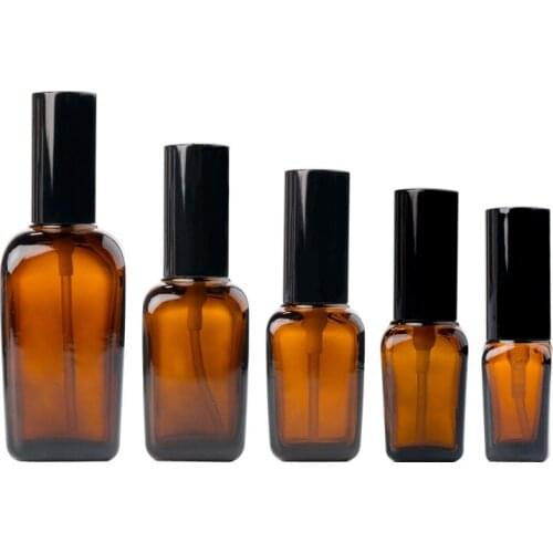 10ML 20ML 30ML 50ML 100ML Glass Spray Bottle Amber Square Cosmetic Container Refillable Portable Lotion Pump Bottle 10 pcs/lot