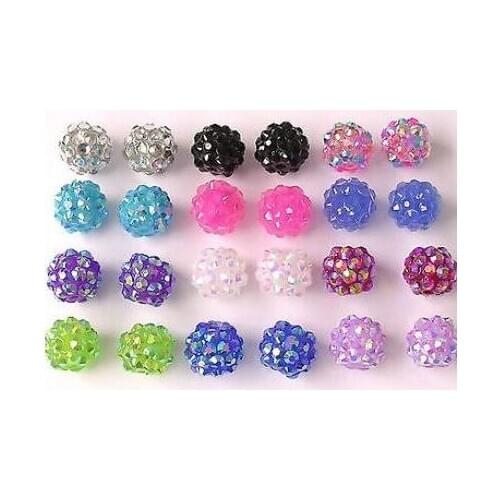 10MM mixed white Chunky Resin Rhinestone Beads Bling Ball Beads Chunky Kid Jewelry Wives DIY Finding bracelet necklace 34h34