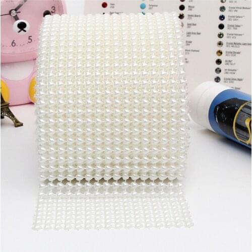 10 yard/lot) Pearl Mesh Trims 16 Rows Heart Cutting Shape Wedding Applique Ruffled Lace Love Heart Type Pearl Chain