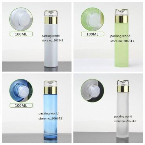 100ml pearl white/blue/green/frosted glass bottle gold lid for serum/lotion/emulsion/toner/toilet watercosmetic packing