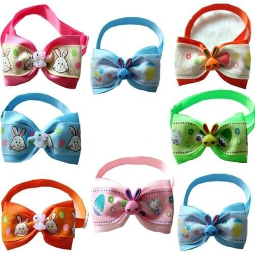 100 Pcs Easter Pet Dog Cat Bow Tie Rabbit Pet Dog Bow Tie Necktie Handmade Bowknot Pet Grooming Dog Accessories For Small Dog