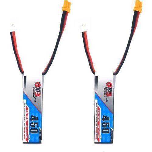2PCS Gaoneng 2S 450mAh 80C/160C Lipo Battery JST XT30 Plug Micro Aircraft Mini Quadcopter FPV Racing Drone Babyhawk