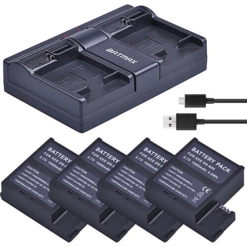 4Pc DS-S50 1500mAh DSS50 Battery Pack Accu + USB Dual Charger for AEE DS-S50 S50 Battery AEE D33 S50 S51 S60 S71 S70 Cameras