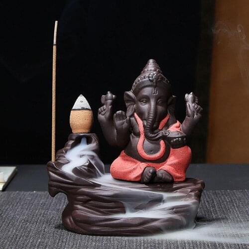 5 Colors Incense Censer Incense Burner Backflow Incense Burner Artwork Porcelain Meditation Elephant Handmade Sleep Aid