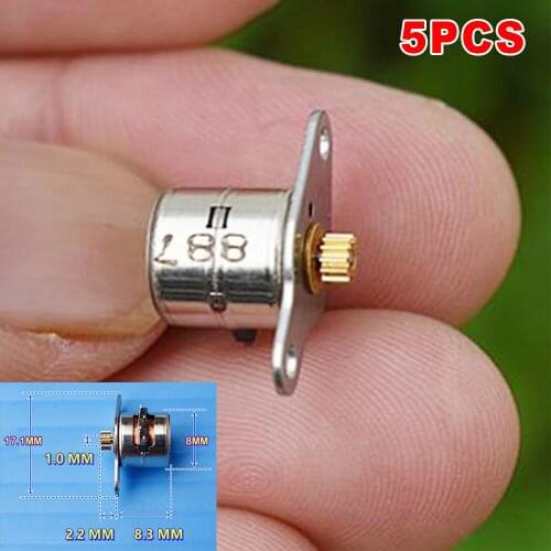 10PCS Mini 8mm 2-phase 4-wire Stepper Motor Miniature Stepper with 9 Teeth Gear Small Tiny Micro Motor Toy Engine DIY Camera