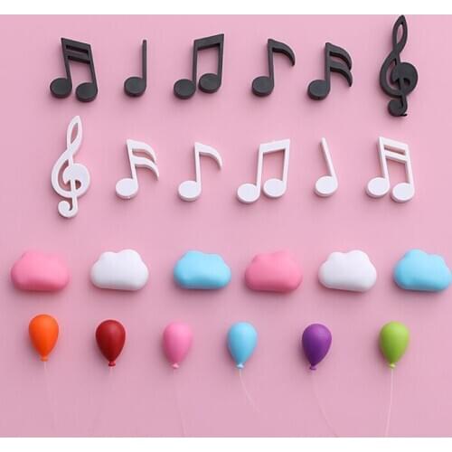 6Pcs/set Creative 3D Balloon Cloud Shape Fridge Magnet Refrigerator Sticker Musical Notes Refrigerator Message Magnetic Stickers