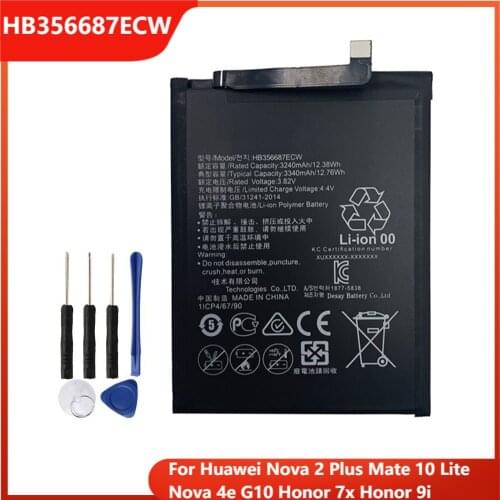 Original Replacement Phone Battery HB356687ECW For Huawei Nova 2 Plus Mate 10 Lite Nova 4e G10 Honor 7x Honor 9i 3340mAh