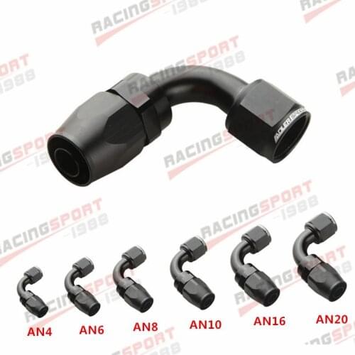 AN4 AN6 AN8 10AN AN12 AN16 AN20 Aluminum 90 Degree Swivel Hose End Fitting Adaptor BLACK