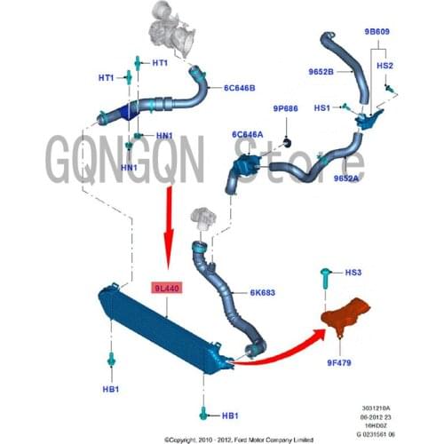 CAR Intercooler Intercooler For dMo nd eo Ku ga Foc usT our neo Tra ns it Engine Turbine Radiator Turbocharged Cooling Net