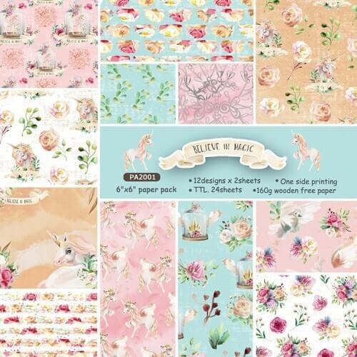 Believe In Magic 24 sheet 6"X6" Scrapbooking design patterned paper pack handmade craft paper craft Background pad AlinaCraft