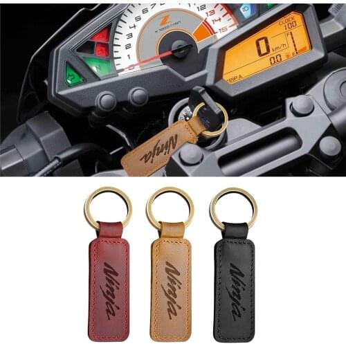 Motorcycle Cowhide Keychain Key Ring Case for KAWASAKI NINJA 250 400 650 1000 Scooter