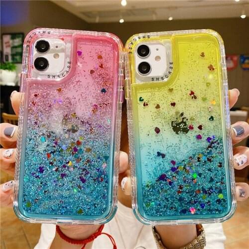 Glitter Sequins Quicksand Phone Case For iPhone 11 12 Pro Max XR XS Max X 8 7 Plus 12 Mini 12 Transparent Soft Bumper Back Cover
