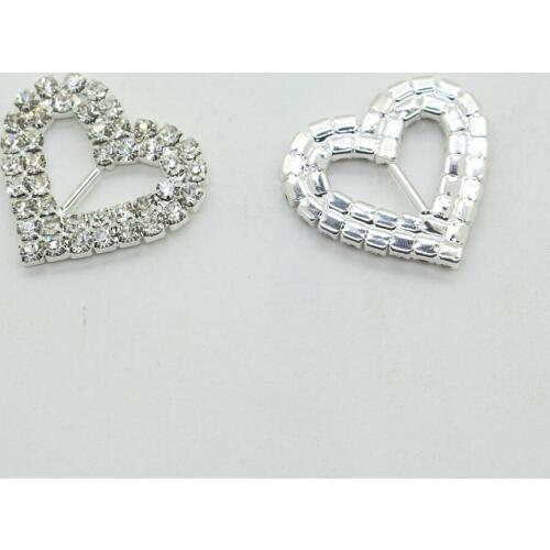 Cheap Wholesale Rhinestones Buckles Metal Buckles Heart Shoe 10Pcs/Lot 25mm Shiny Costume Crystals for crafts in Buckles