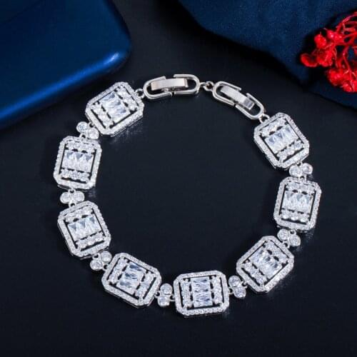 EYER New 17.5mm Personality Baguette Miami Cuban Chain Bracelet High quality Cubic Zircon Cuban Chain Hip Hop Jewelry For Gift