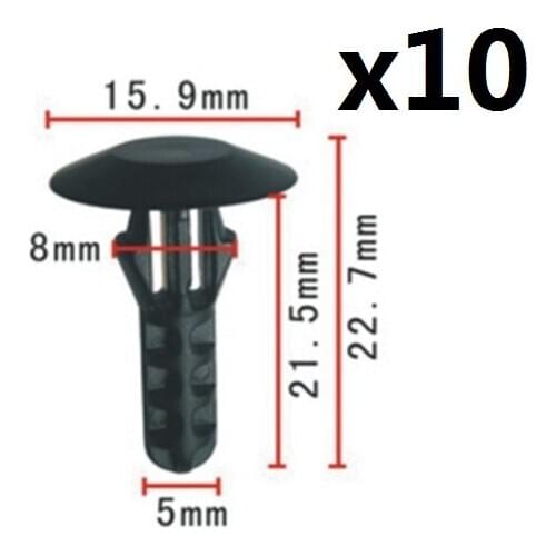 10pcs Nylon For Honda Acura Bumper Fastener Rivet Retainer Clip (16x 21x4mm) 90108-SW3-003