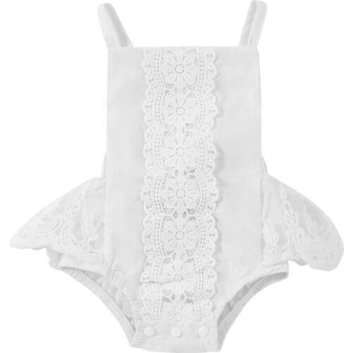 FOCUSNORM 0-24M Baby Girls Rompers Lace Floral Printed Sleeveless Backless Belt Jumpsuits