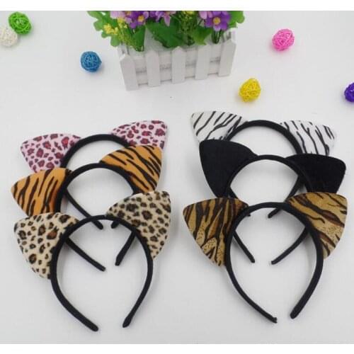 Cartoon Animal Tiger Cat Leopard Headband Kids Adults Headwear Anime Christmas Stage Performance Props Party Supplies
