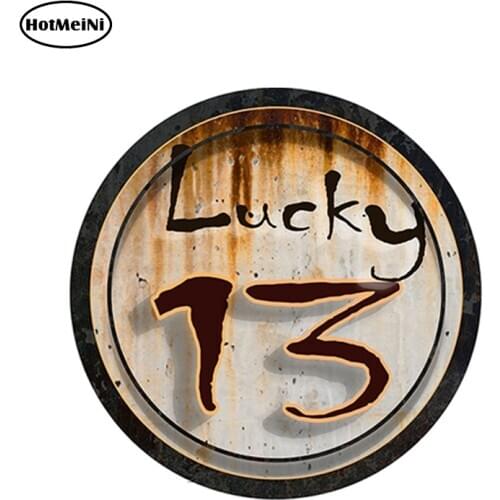 HotMeiNi 12cm x 12cm Lucky 13 Rat Rod Gasser Rusty Decal Sticker Graphic Vinyl Decals Car Stickers Car Styling Accessories