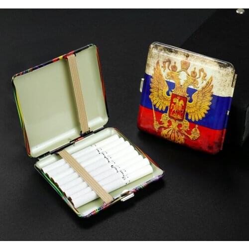 1pc Metal Cigarettes Case Box Holder Smoking Accessories for 20 Sticks Regular Size Cigarette Tobacco Pocket Storage Container