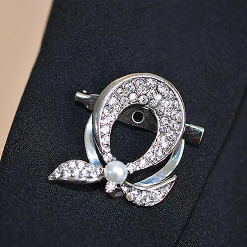 Fashion Woman Dual Purpose Crystal Brooches Imitation Pearl buckle Rhinestone For Wedding Dress Hijab Clip Scarf Buckle Pins