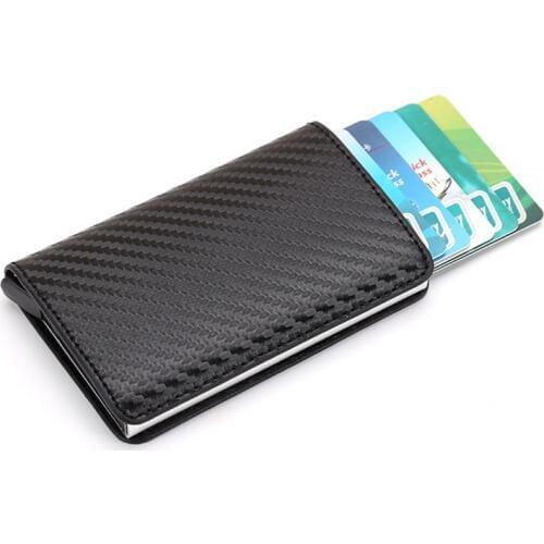 2020 RFID Blocking Mens Leather Credit Card Holder Aluminium Business Card Case Travel ID Card Protector Wallet