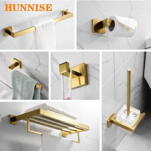 Bathroom Hardware Set, Quality Stainless Steel Bath Hardware Set of Brushed Gold Bathroom Towel Rack, Gold Bath Hardware Sets