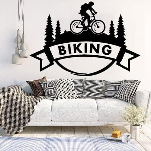 Biking Wall Sticker Hiking Bike Vinyl Decal Nature Forest Pattern BedroomLiving Room Decoration Trees Removable Home Decor C9017