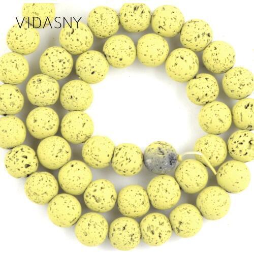 Natural Yellow Green Lava Hematite Stone Beads For Jewelry Making Round Spacer Loose Beads 4 6 8 10mm Diy Bracelet Necklace 15"
