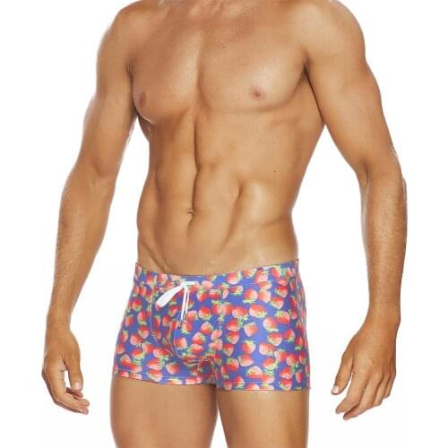 New Hot Mens Strawberry Swimsuit Swimwear Sexy Swimming Boxer Briefs Surf Board Beach Shorts Trunks Underwear Underpants