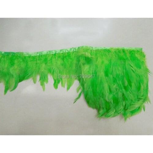 Apple Green Feather Trim,10 yards/lot! Light Green Coque Rooster Feathers Trim for craft/clothing 4-6inches 10-15cm height
