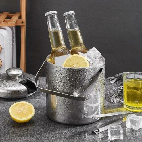 4 In 1 Double-wall Stainless Steel Insulated Chilling Ice Bucket With Lid Tong Handle Carnival Party Ice Bucket Summer Supplies
