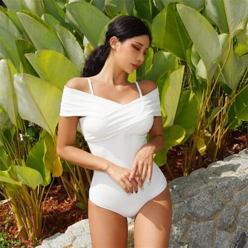 2021 New One-Piece Swimsuit Women Korean Sexy One-Piece Shoulder Slimming Cover Belly Hot Spring Swimsuit Women
