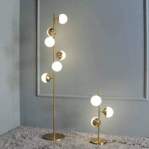 Post Modern Corner Floor Lamp Vertical Bar Glass Ball Floor Lamps for Living Room Nordic Decoration Home Creative Designer Light