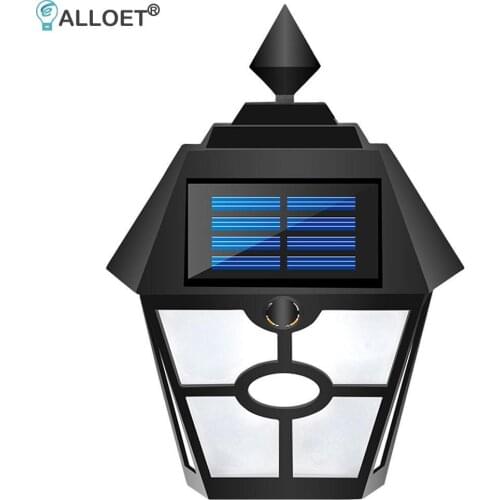 Retro Hex LED Flame Lamp Plastic Solar Energy Waterproof IP65 Courtyard Garden Outdoor Landscape Wall Night Light