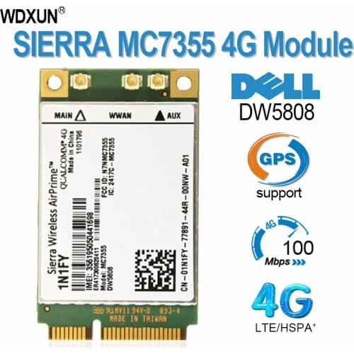 Sierra Wireless Airprime MC7355 Mini PCIe LTE/HSPA + GPS 100Mbps DW5808 1N1FY 4G module 1xRTT EVDO Rev for Dell 1900/2100/850/70