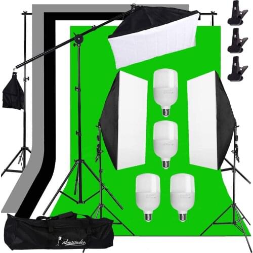 Photography Softbox Lighting Kit Continuous Lights Photo Equipment Studio Accessories Cantilever Frame Support System Backdrop