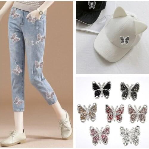 Rhinestone Butterfly Patches Stickers Clothing Diy Butterfly Bling Decals Adhesive Stickers Patches On Clothes Sewing Tool