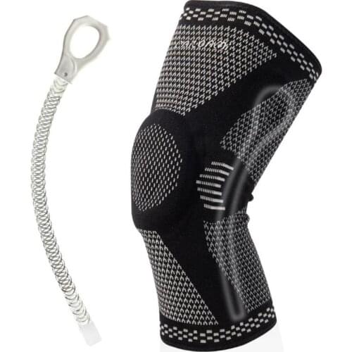 Sports Knee Protector Knitted Breathable Silicone Spring Compression Leggings Basketball Football Mountaineering Protective Gear