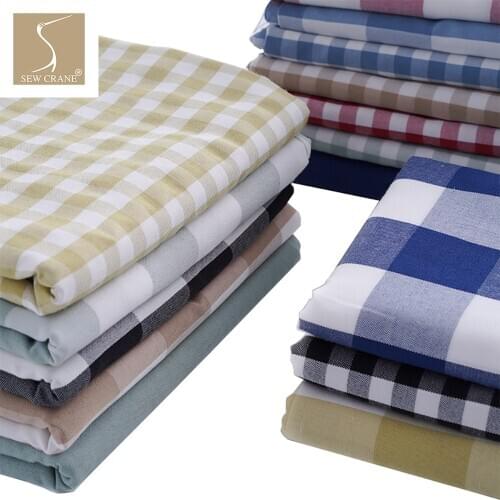 Vintage Plaid Blue White Gingham Pattern Checked Plain Woven Upholstery Fabric Lightweight Polyester Linen Fabric, 150cm Wide