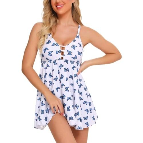 Summer Beach Simwear Women Butterfly Floral Printing Push-up Padded Swimwear Summer Beach Bathing Beachwear Set Купальник