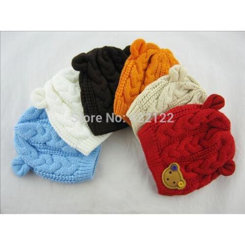 Winter ear protector knitted hats for boy/girl/kits hats,infants caps beanine chilldren-Dot turtleneck 2pcs/lots MC02