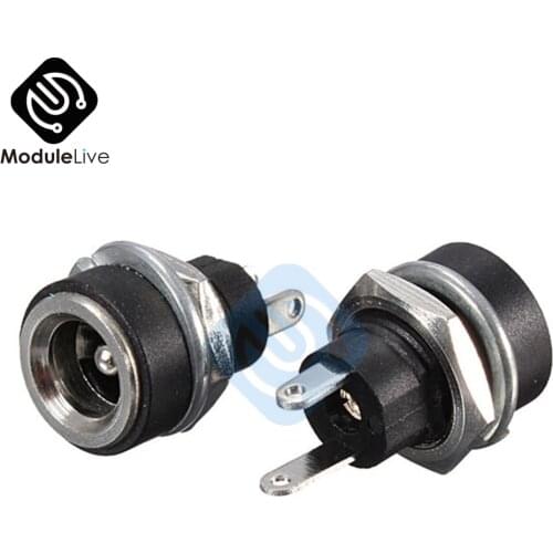 10Pcs 3A 12v For DC Power Supply Jack Socket Female Panel Mount Connector 5.5mm 2.1mm Plug Adapter 2 Terminal Types 5.5*2.1